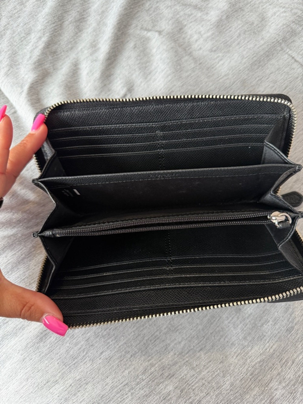 Coach Black Leather Zip-Around Wallet with Silver Hardware - Picture 2 of 3
